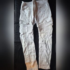 Biker Jeans White Distressed Men’s Pants